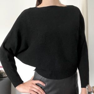 Black wide neck sweater